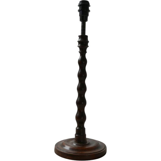 Image 1 of Lampe de table vintage art déco en chêne, Angleterre 1940