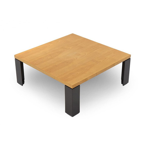 Image 1 of Table basse carrée vintage "Eretteo" en bois plaqué frêne par Orni Halloween pour Artemide, Italie 1970