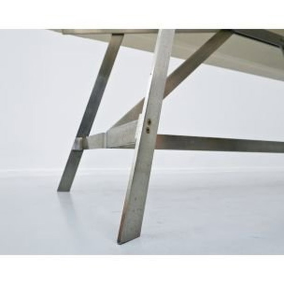 Image 1 of Table de salle à manger vintage, verre et acier, italien, années 1970