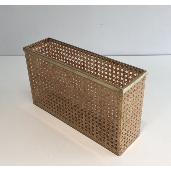 Image 1 of Porte-revues vintage en plexiglas avec laiton et canne incrustée par Christian Dior et Gabriella Crespi, 1970