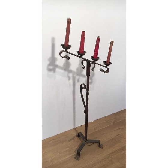 Image 1 of Lampadaire vintage en fer forgé, France 1950