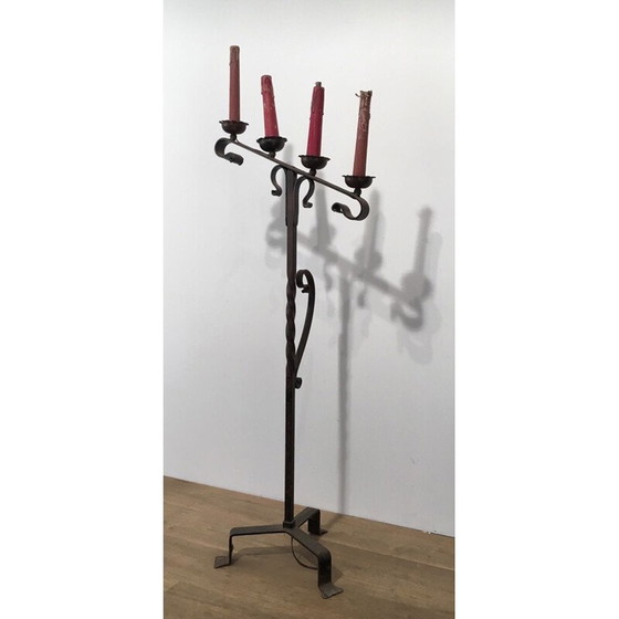 Image 1 of Lampadaire vintage en fer forgé, France 1950