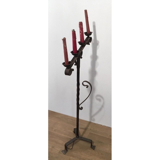 Image 1 of Lampadaire vintage en fer forgé, France 1950