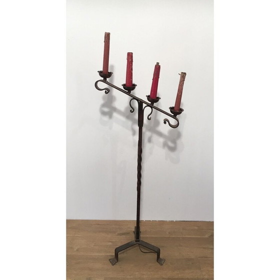 Image 1 of Lampadaire vintage en fer forgé, France 1950
