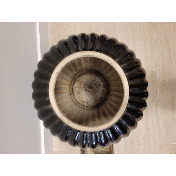 Image 1 of Paire de pots vintage en céramique noire, Italie