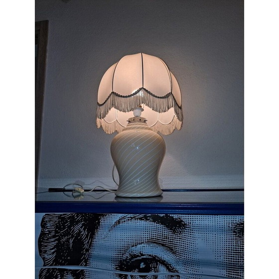 Image 1 of Lampe vintage en verre de Murano beige et blanc