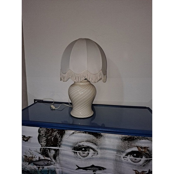 Image 1 of Lampe vintage en verre de Murano beige et blanc