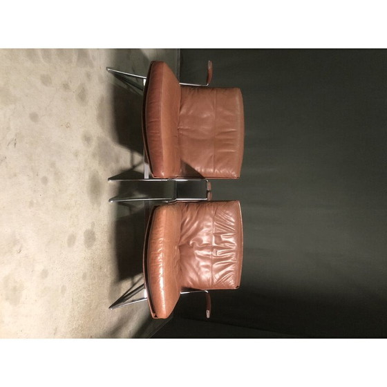 Image 1 of Paire de fauteuils vintage "Lobby" en fibre de verre et cuir par Preben Fabricius pour Arnold Exclusiv, 1972