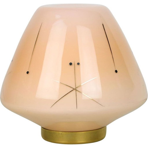 Lampe de table en verre et laiton du milieu du siècle