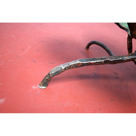 Image 1 of Table basse vintage en métal et verre en forme de feuille, Allemagne, 1970