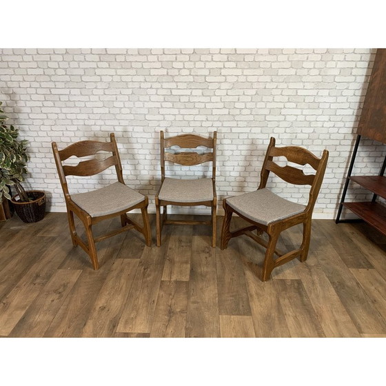 Image 1 of Ensemble de 3 chaises vintage par Guillerme et chambron, 1950