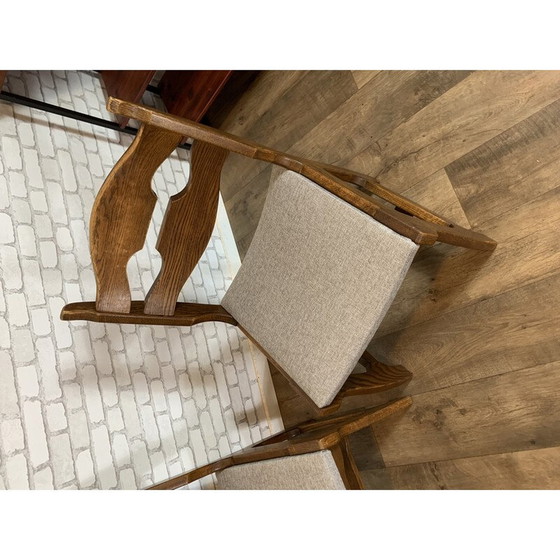 Image 1 of Ensemble de 3 chaises vintage par Guillerme et chambron, 1950