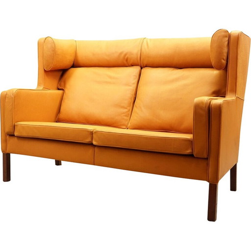 Canapé vintage 2 places en cuir aniline par Børge Mogensen pour Fredericia, 1960