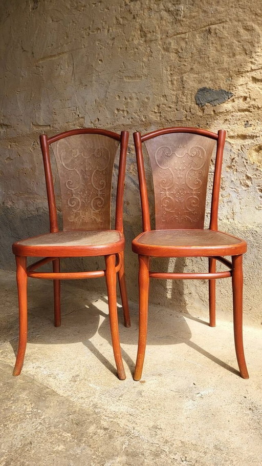 Paire De Chaises Art Nouveau Thonet