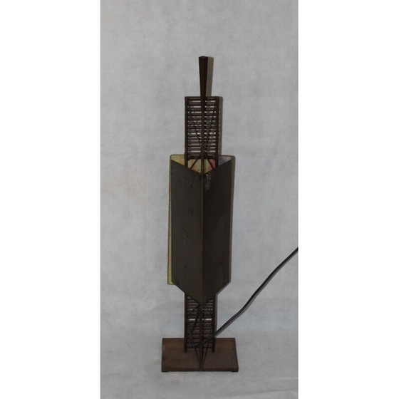 Image 1 of Lampe de table vintage en verre et métal, 1970