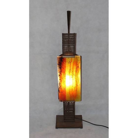 Image 1 of Lampe de table vintage en verre et métal, 1970