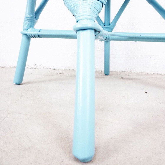 Image 1 of Fauteuil vintage en rotin tressé bleu, 1990