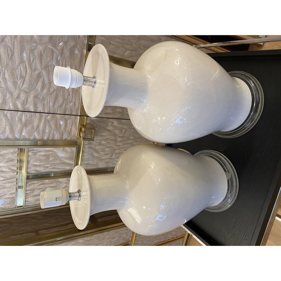 Image 1 of Paire de lampes vintage en céramique craquelée, 1980