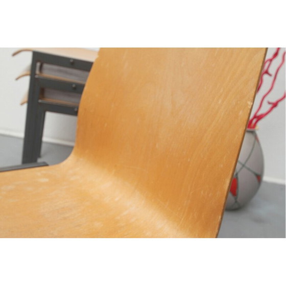Image 1 of Ensemble de 4 chaises empilables en métal et contreplaqué - années 1960