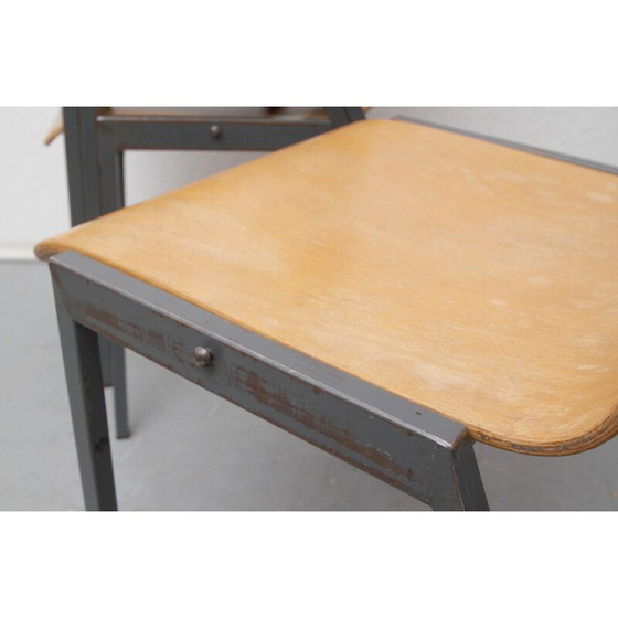 Image 1 of Ensemble de 4 chaises empilables en métal et contreplaqué - années 1960