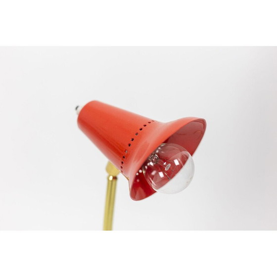 Image 1 of Lampe vintage en tôle perforée et laiton doré par Pierre Guariche, 1950