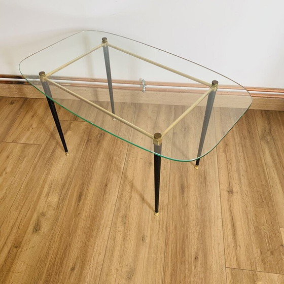 Image 1 of Table basse vintage en verre et laiton, 1960