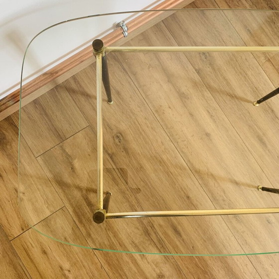 Image 1 of Table basse vintage en verre et laiton, 1960