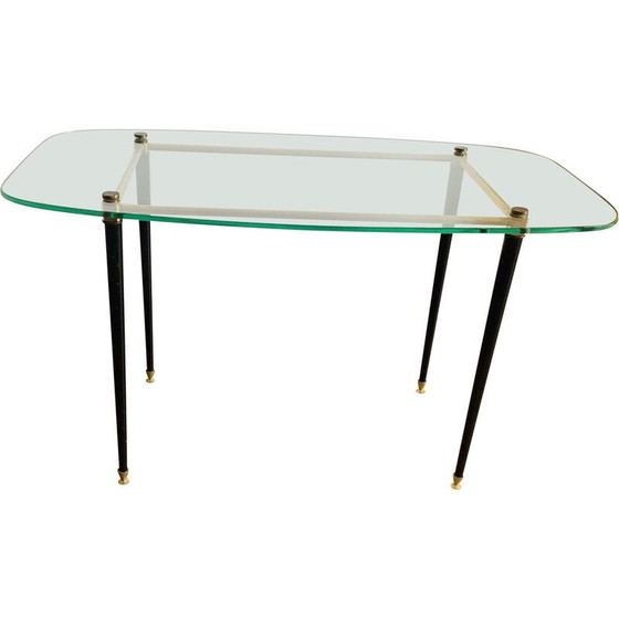 Image 1 of Table basse vintage en verre et laiton, 1960
