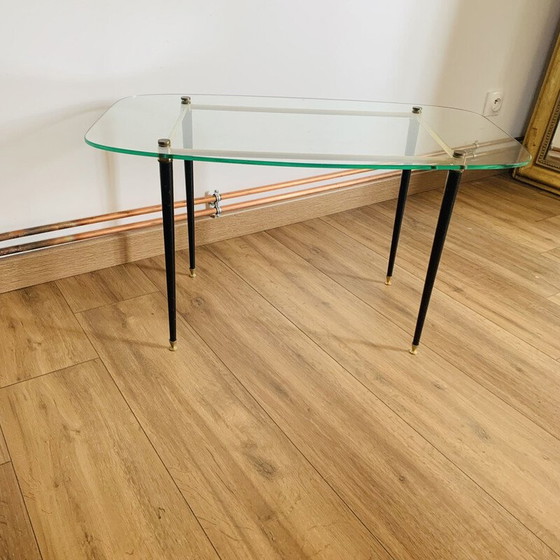 Image 1 of Table basse vintage en verre et laiton, 1960