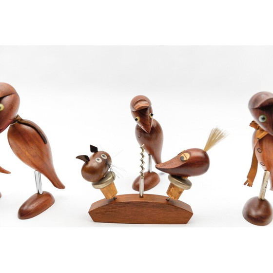 Image 1 of Ensemble de 8 tire-bouchons vintage en bois, 1960