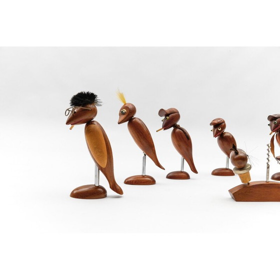 Image 1 of Ensemble de 8 tire-bouchons vintage en bois, 1960