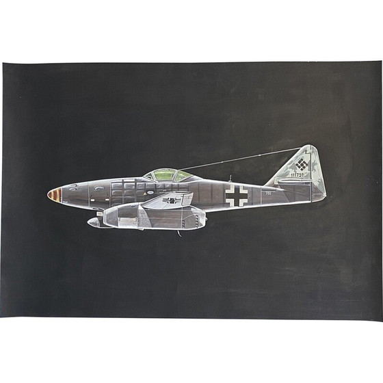 Image 1 of Peinture vintage "Messerschmitt me 262" par Jean Marcel Cuny, 1978s