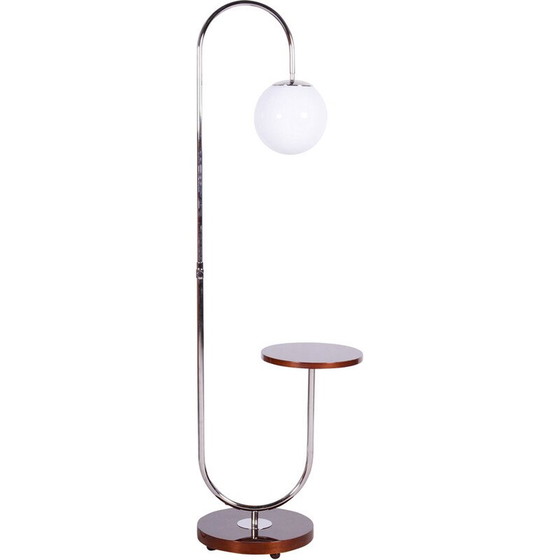 Image 1 of Lampadaire Vintage Art Déco en acier chromé et noyer par Jindrich Halabala pour Up Zavody, Tchécoslovaquie 1930