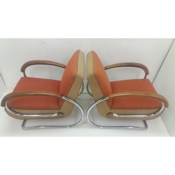 Image 1 of Paire de fauteuils vintage modèle H221 par Jindřich Halabala, Tchécoslovaquie 1920