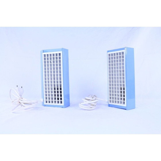 Image 1 of Paire d'appliques vintage bleues et blanches d'Ikea, 1980