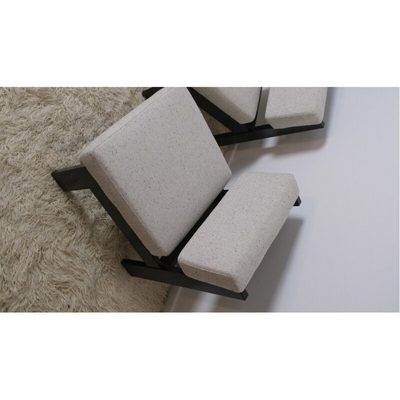 Image 1 of Paire de fauteuils Dlg vintage en bois noir et tissu blanc par Tobbia Scarpa, 1980