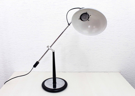 Lampe de bureau articulée en métal noir et chrome, 1970