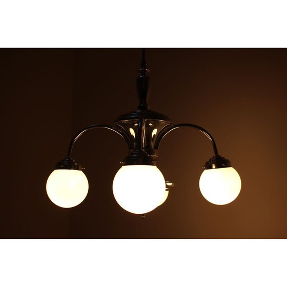 Image 1 of Lustre art-déco vintage en métal, Tchécoslovaquie 1930