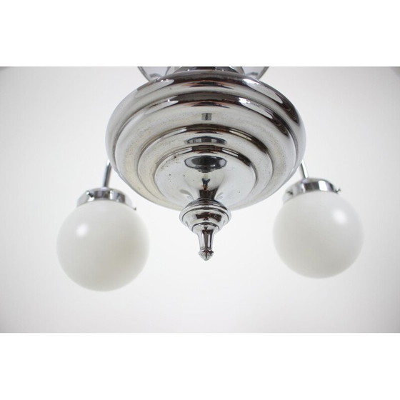 Image 1 of Lustre art-déco vintage en métal, Tchécoslovaquie 1930