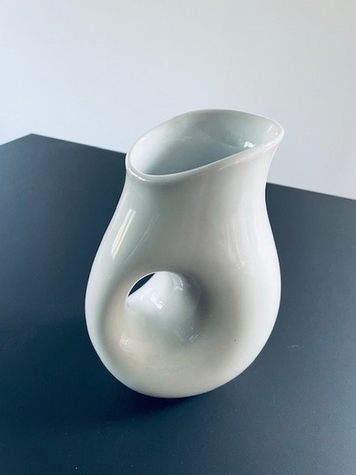 Verseur/Carafe design moderne en céramique émaillée blanche