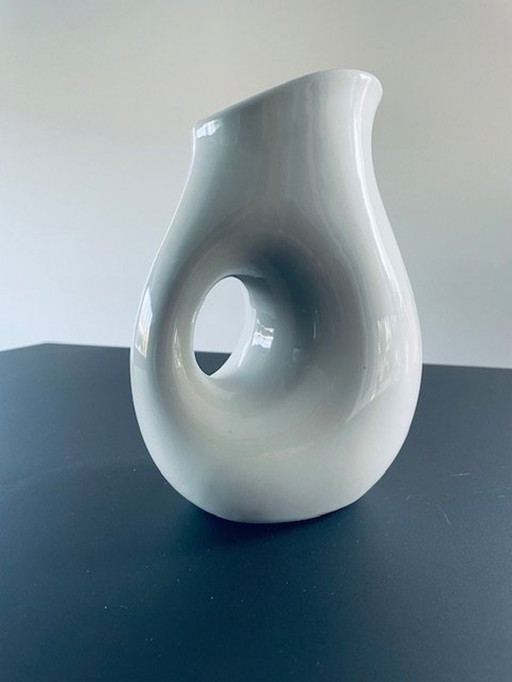 Verseur/Carafe design moderne en céramique émaillée blanche