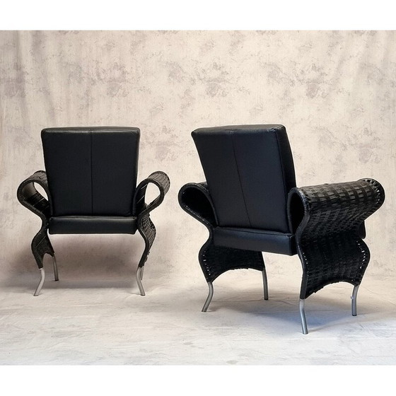 Image 1 of Paire de fauteuils en cuir vintage par Borek Sipek, Tchécoslovaquie 1980