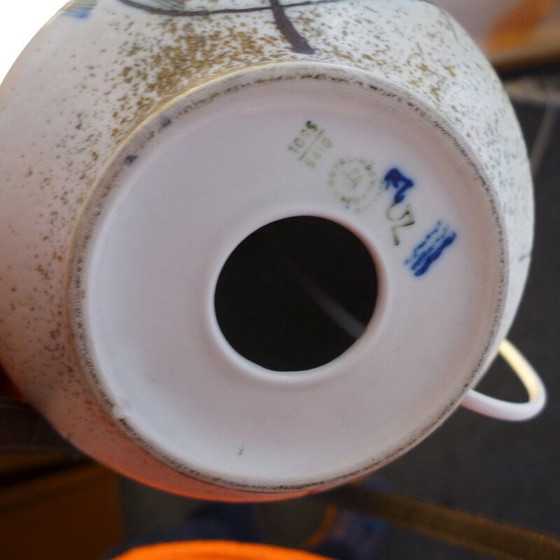 Image 1 of Lampe vintage en porcelaine et coton par Nils Thorsson pour Royal Copenhagen, 1960s