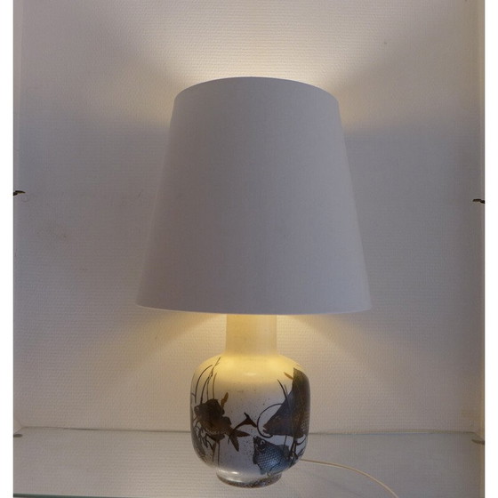 Image 1 of Lampe vintage en porcelaine et coton par Nils Thorsson pour Royal Copenhagen, 1960s