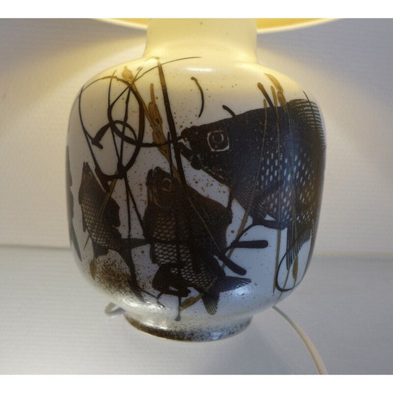 Image 1 of Lampe vintage en porcelaine et coton par Nils Thorsson pour Royal Copenhagen, 1960s