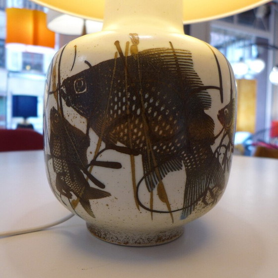 Image 1 of Lampe vintage en porcelaine et coton par Nils Thorsson pour Royal Copenhagen, 1960s
