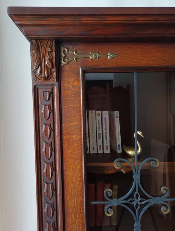 Image 1 of Bibliothèque Vitrine En Chêne Massif Xxème 