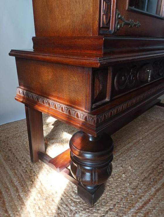 Image 1 of Bibliothèque Vitrine En Chêne Massif Xxème 