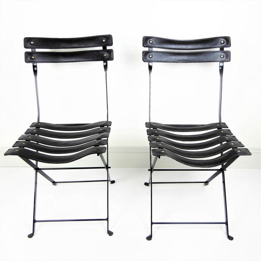 Paire de 2 chaises pliantes liner vintage, France 1960