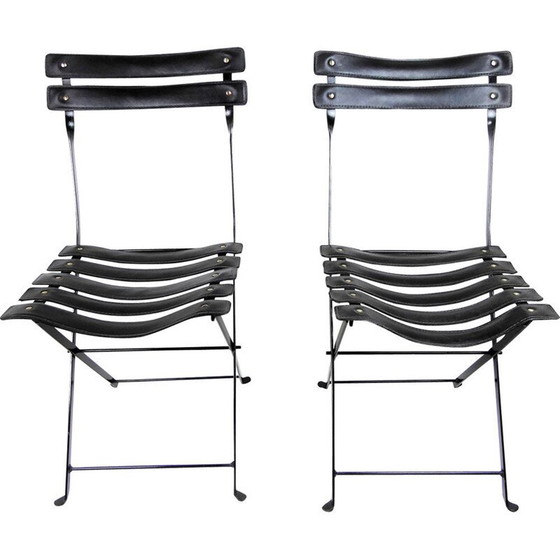Image 1 of Paire de 2 chaises pliantes liner vintage, France 1960